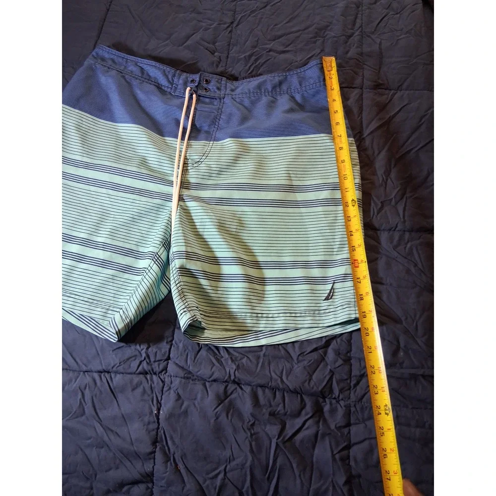 Nautica Mens Blue Mint Striped Swim Trunks Board Shorts‎ XL VDR 693 118